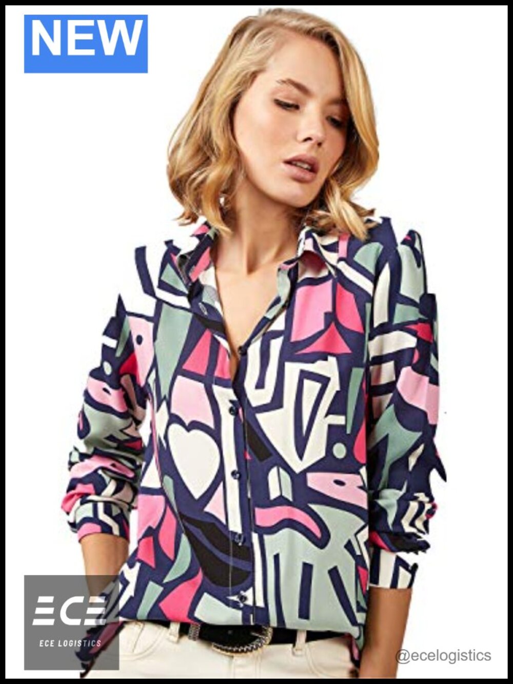 Long Sleeve Button Down Blouse V-Neck Casual Dressy Top